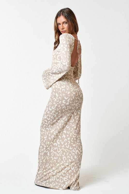 Low Back Maxi Long Sleeve Dress