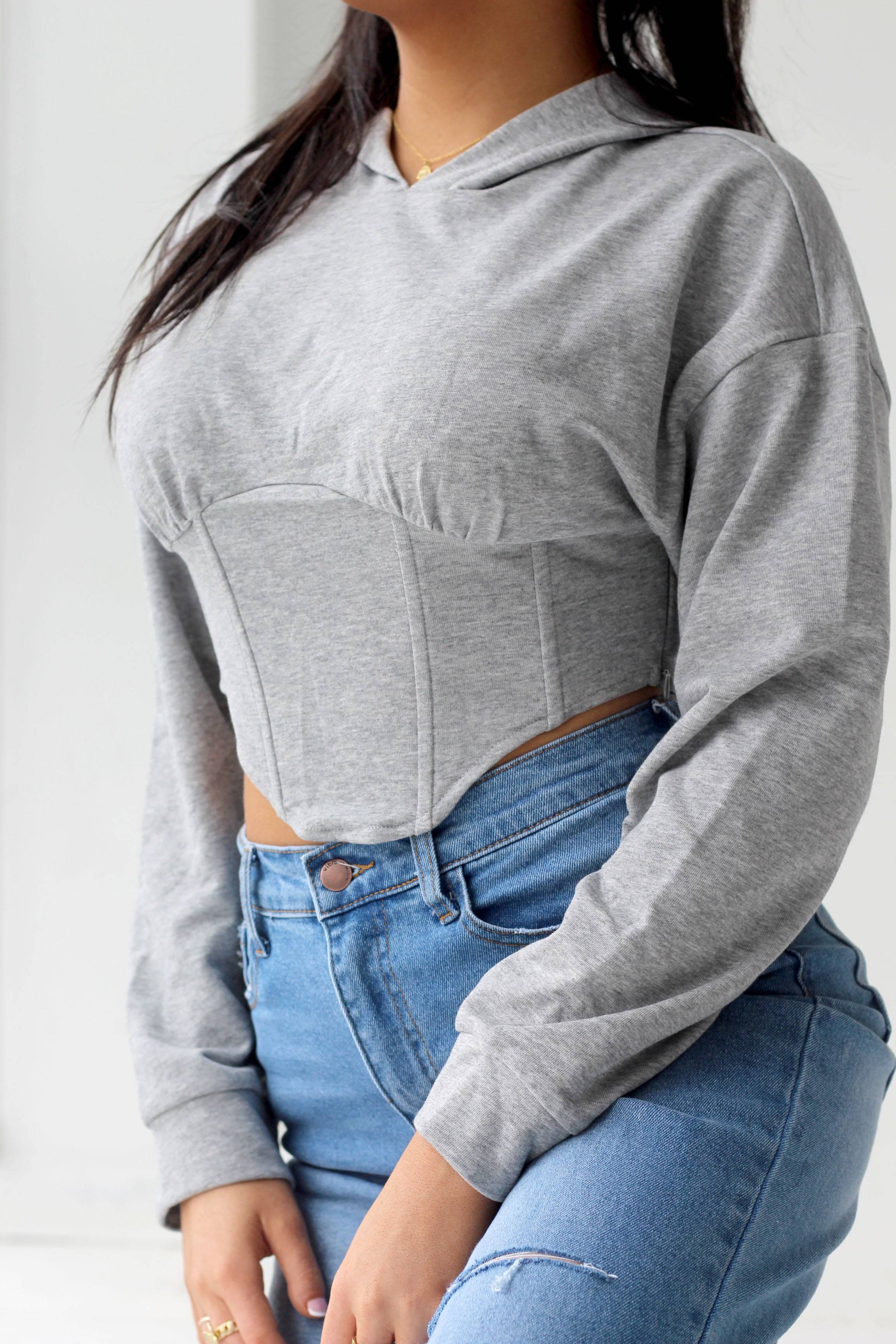 Grey Comfy Corset Hoodie